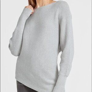 Express Asymmetric Hem Ribbed Knit Pullover Tunic Sweater XS Womens Pale Gray